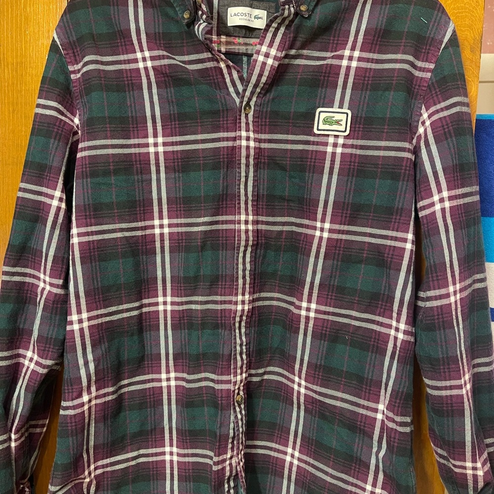 Lacoste Green and Purple Plaid Shirt